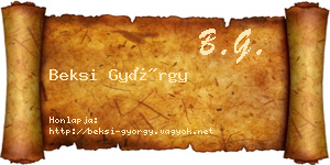 Beksi György névjegykártya